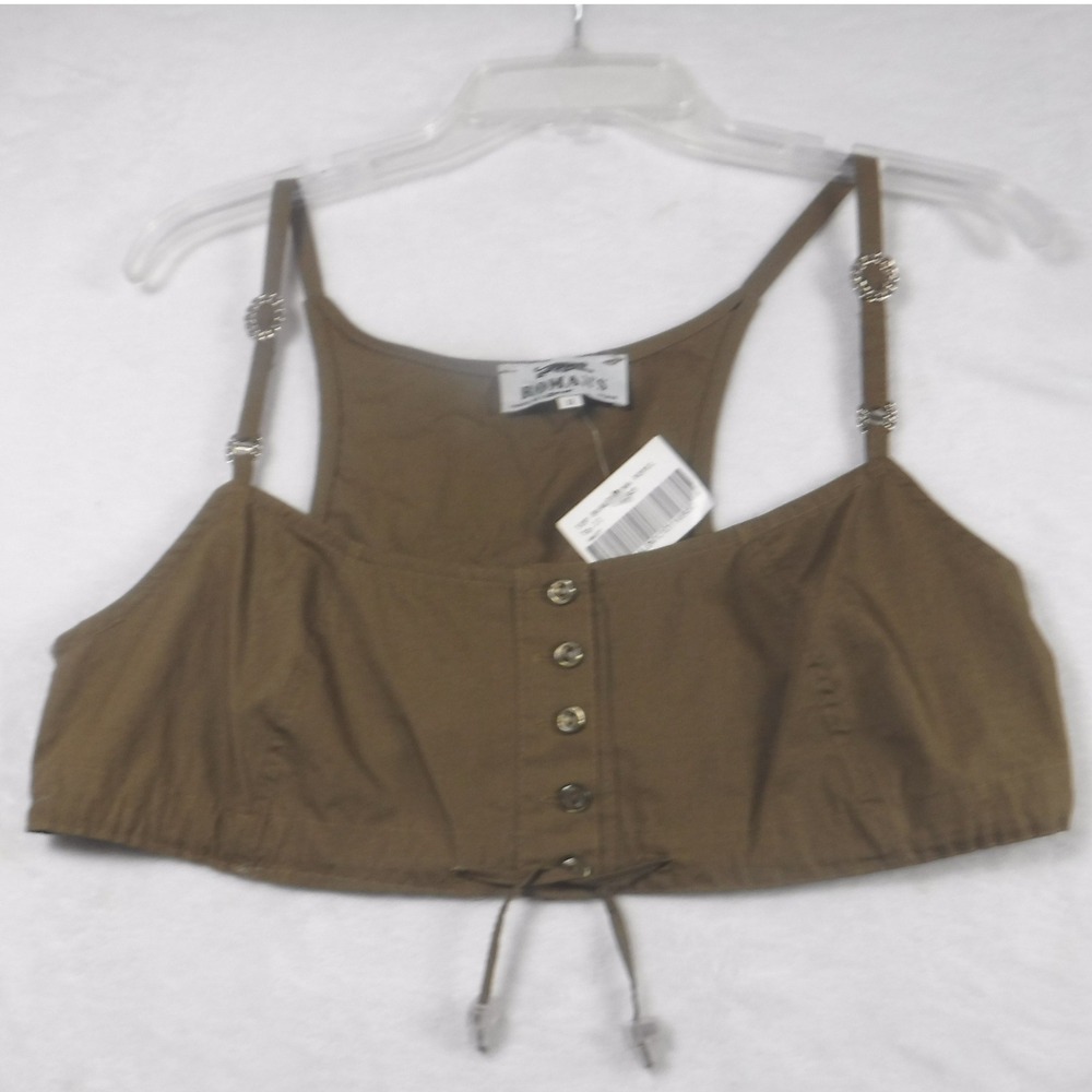 Roman's Roma Brown Cotton Button Front Crop Top Made in Italy Size II Small‎ NWT